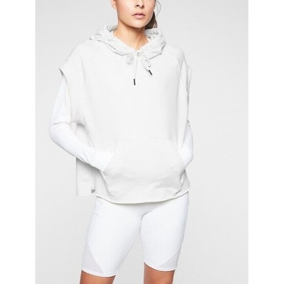 Athleta Tops - Athleta Womens Spar Sleeveless Hoodie Sz M White Sweatshirt Athleisure Pullover